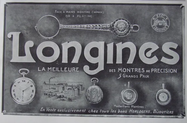 Publicité De Presse 1911 Longines La Meilleure Des Montres De Précision 5 Prix