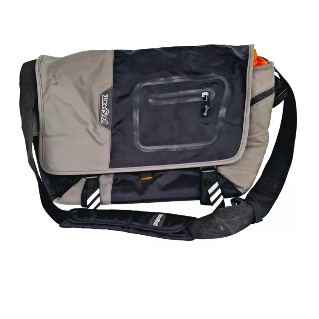 Jansport Crossbody Messenger Bag Laptop Padded Large Black Gray Orange