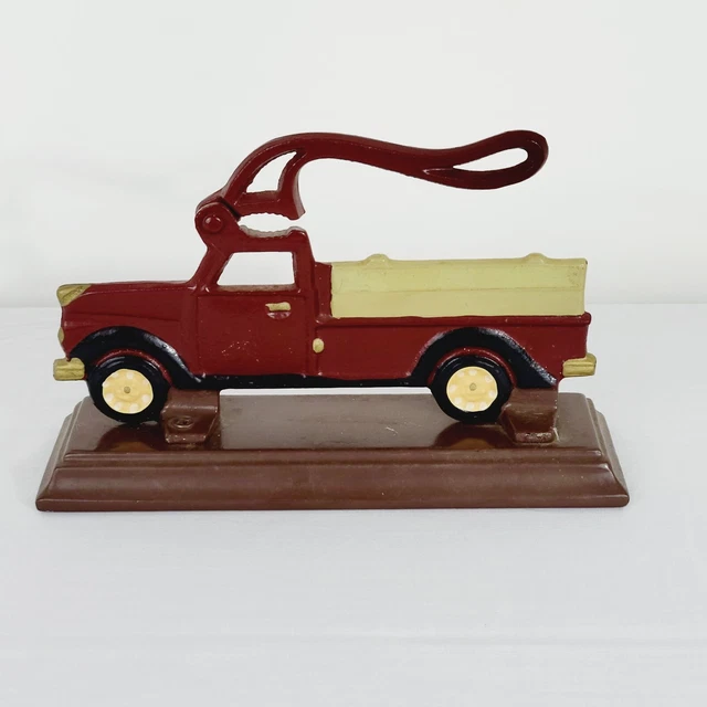 Vintage Red Truck Nut Cracker Rustic Farmhouse Decoration Large Handle W/ Stand