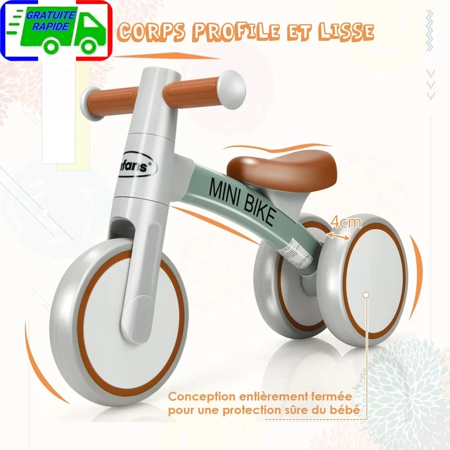 Draisienne sans Pédale pour Bébé avec 3 Roues Silencieuses Jouet d'Equitation Br