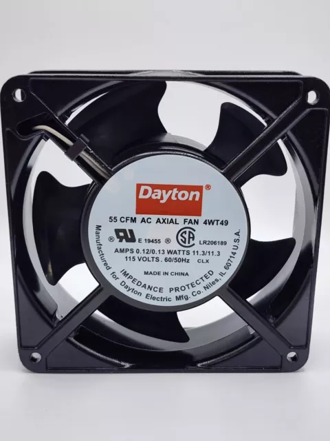 Dayton 4Wt49 Axial Fan, Square, 115V Ac, 1 Phase, 55 Cfm, 4 11/16 In W.