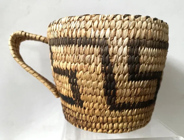 Antique PIMA-PAPAGO HANDLED BASKET CUP, c. 1900-30s - Excellent Condition