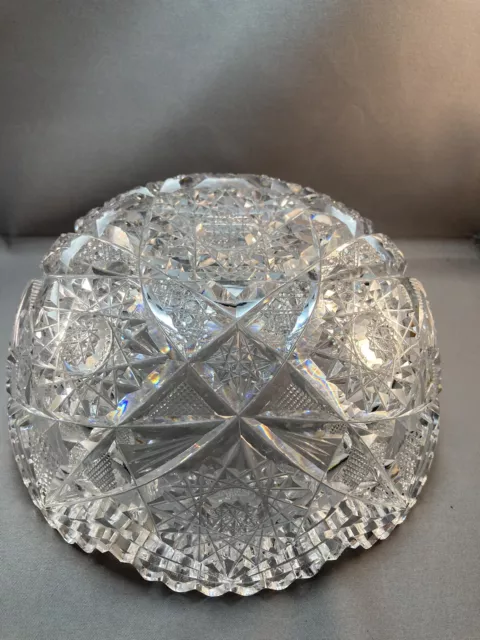 Vintage American Brilliant Cut Glass Bowl some Rim damage 3