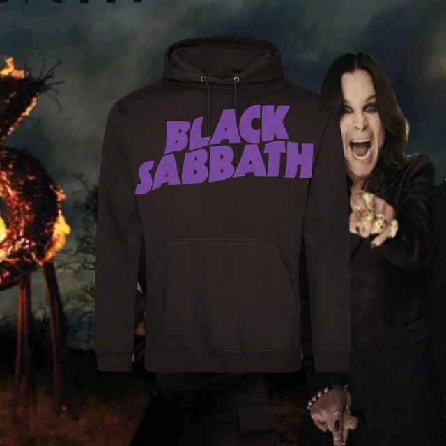 Official Black Sabbath Hoodie - Deutsches 1973 Band Logo Men's Pullover (Black)