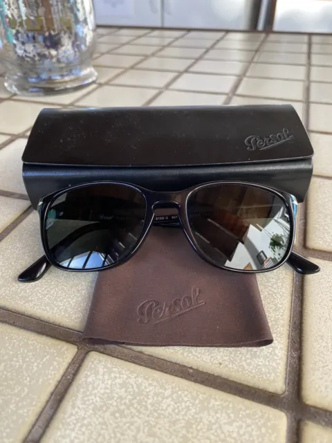 New PERSOL PO 3133-S 9014/58 52mm Black Polarized Sunglasses Italy