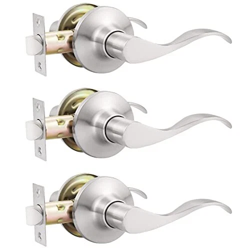 3 Pack Passage Door Levers Hallway Closet Door Handles Brushed Nickel