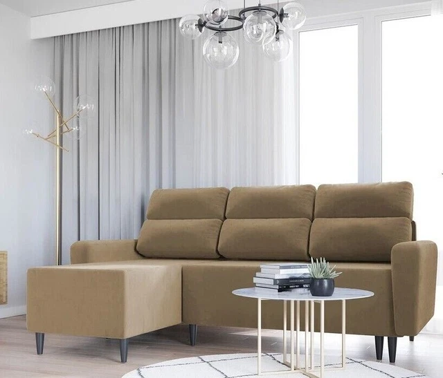 LSHAPED CORNER SOFA Bed with Storage New Left or Right Bonell Springs