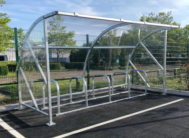 Cycle Bike Shelter Shed School Office Steel Stands Toast Rack Hoops 10 Storage