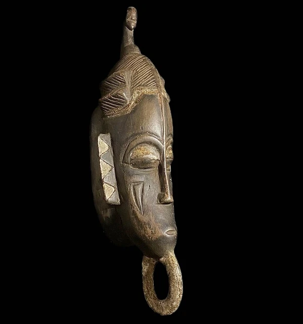 Baule Masks Antique Ribal Art Face Vintage Wood Carved Vintage Decor Masks-7616