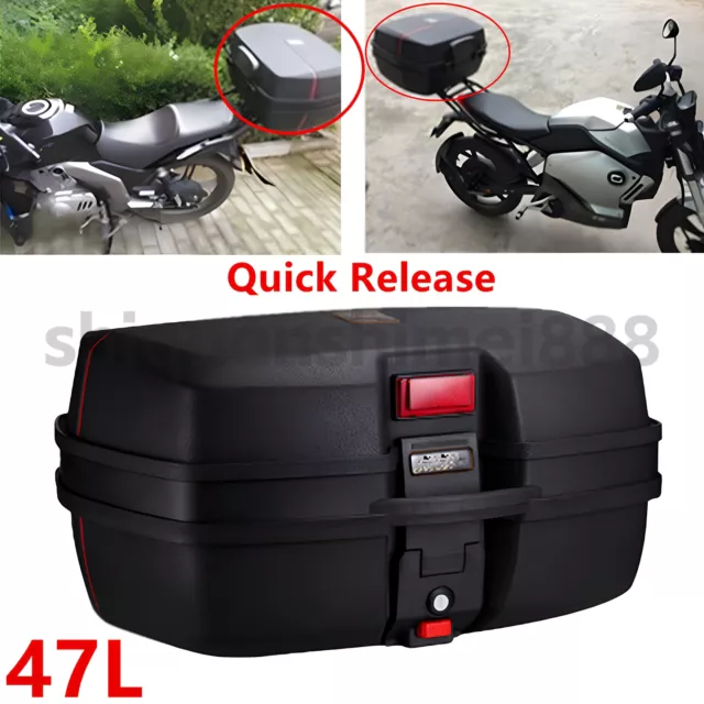 47L Motorcycle Top CaseTour Tail Box Scooter Top Lockable Waterproof Carrier