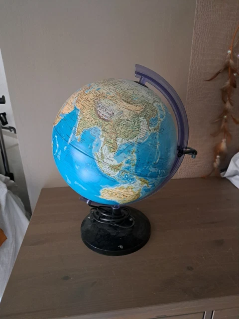 Globe terrestre mappemonde vintage colomb socle en bois 1960