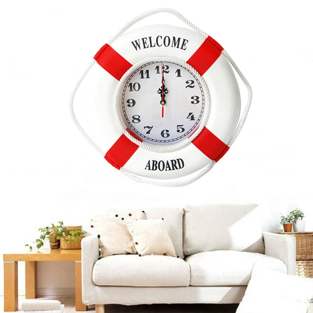 Lifebuoy Wall Clock Decorative Wall Clocks Home Decor Sailboat Decor Beach
