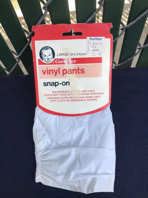 New NOS GERBER~ Vinyl Snop- On Pants~  Large 19-24 lb Pounds~  Vintage~ 1 Pack