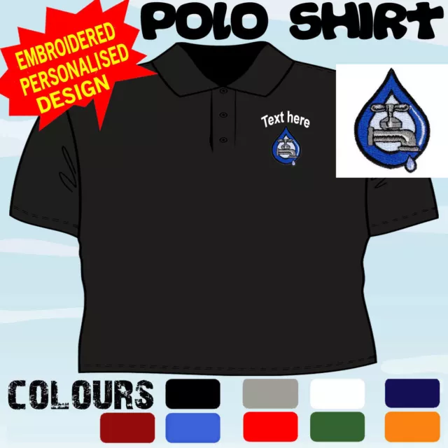 Personalised Embroidered Plumbing Logo Business Workwear T Polo Shirt