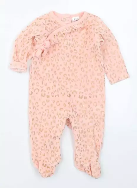 Chick Pea Girls Pink Animal Print Cotton Coverall One-Piece Size 3-6 Months Butt