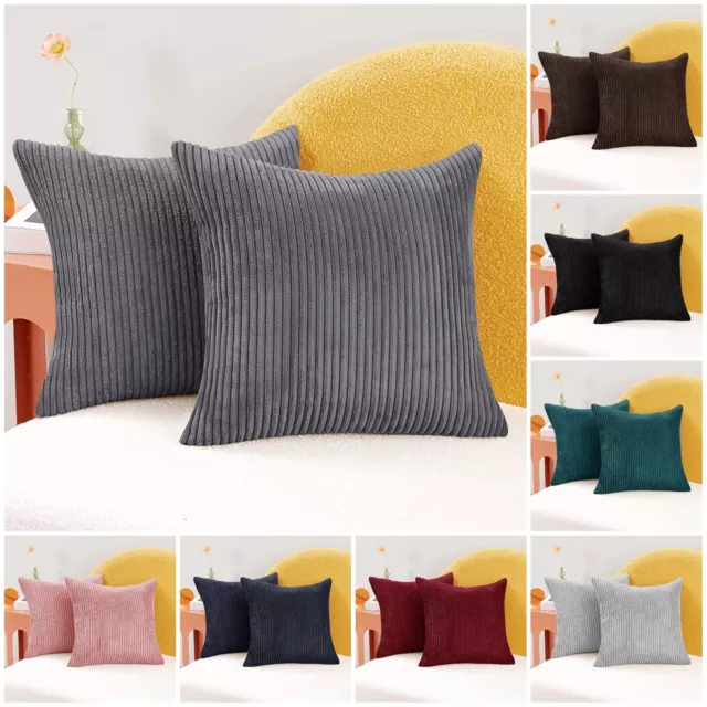 Corduroy Cord Crushed Velvet Cushion Covers 18"x18" Sofa Bed Home Décor Pillows