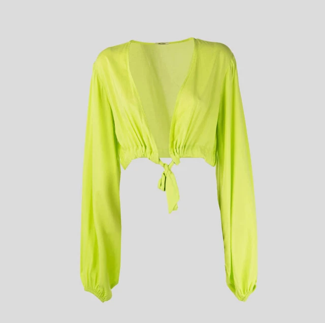 Blouse Manches Longues Roberta Guercini - Marron, Insertions Dentelle, 100% Coton, Neuve Avec étiquettes
