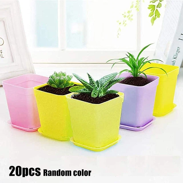 20 Pièces Plastique Petit Carré Fleur Pots Plantes Succulent Jardin Décor de