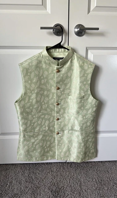 Mint green Indian Nehru Jacket Vest for wedding guest