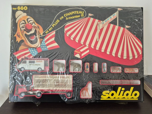 LOT SOLIDO COFFRET 660 Cirque AMAR Circus Chapiteau + 3 véhicules Neufs