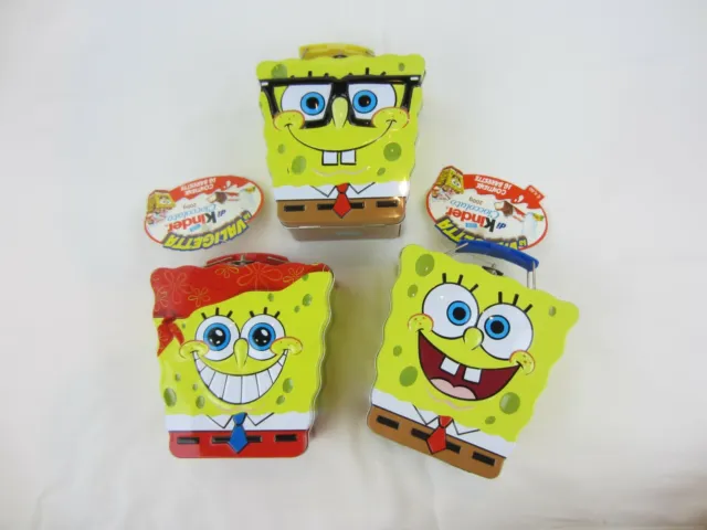 LOTTO DI 3 valigette in latta di Spongebob - Gadget Kinder Ferrero EUR 8,00  - PicClick IT