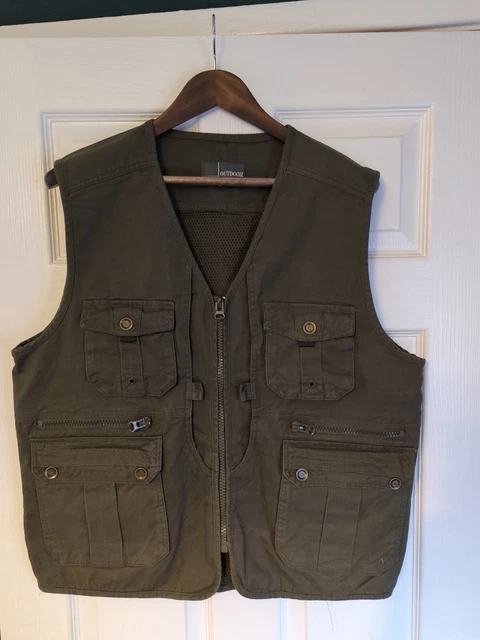 Gilet da pesca multitasca da uomo leggero gilet da pesca XL 4 cachi verde NUOVO