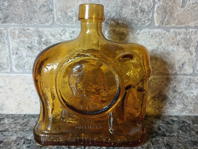 Vintage 1968 Republican Campaign Glass Decanter Wheaton - Nixon Elephant Shape Vintage 1968 Republican Campaign Glass Decanter Wheaton - Nixon Elephant Shape