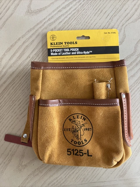 Klein 5125L 5 pocket tool pouch Leather Ultra Hyde Tape Thong Brand New
