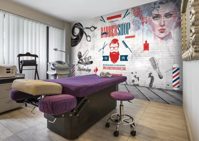 3D Barber Shop A575 Business Wallpaper Wall Mural Self-adhesive Commerce Amy