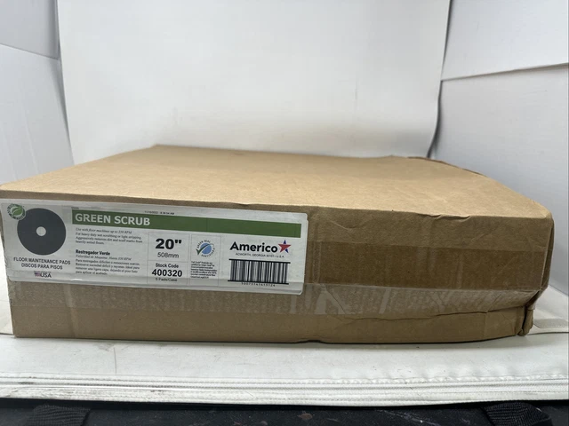 Americo 400320 Green Scrub Floor Maintenance Pad, 20" 5 per Case Made In USA R3