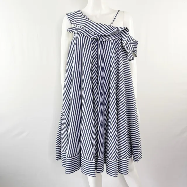 Victoria by Victoria Beckham Blue & White Candy Striped Trapeze Dress Size S