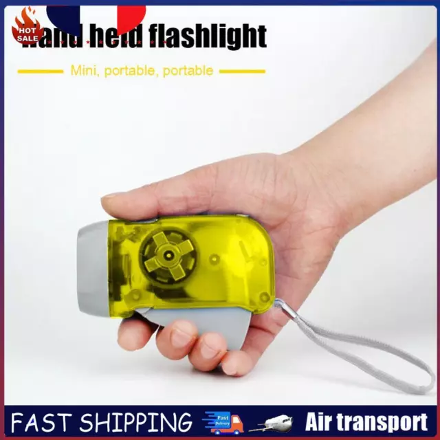 LED Hand Pressing Dynamo Flashlight Lamp Portable Hand Crank Torch (Yellow) FR