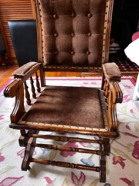 VINTAGE WOODEN ROCKING Chair £50.00 - PicClick UK