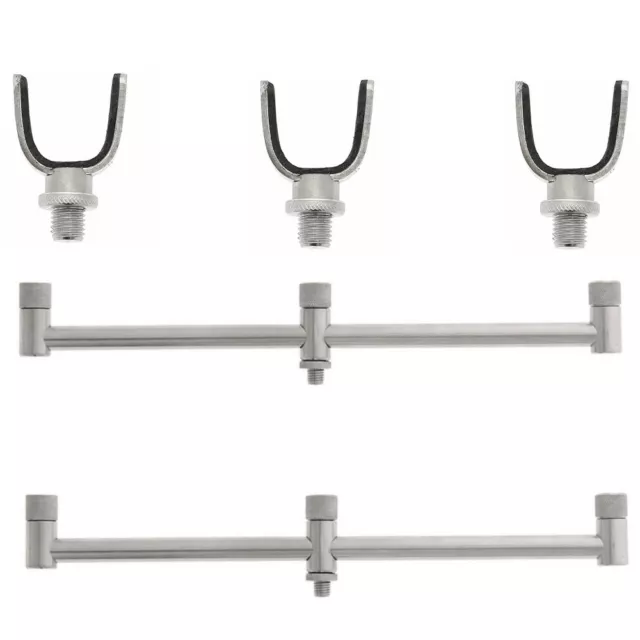 Fishing Buzz Bars 3 Rod Fixed 30CM and U Butt Rests Thick Short Stainless Steel