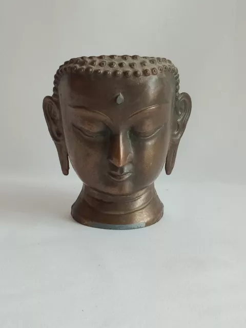 Statuette tête de Bouddha en bronze
