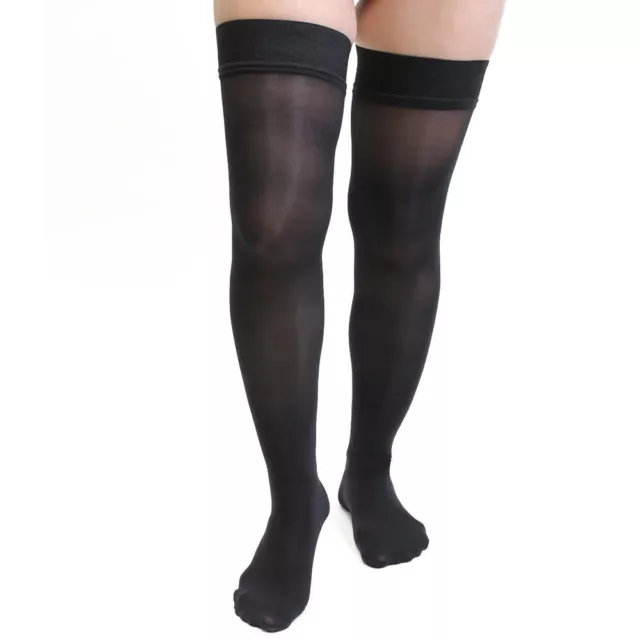 Salvere Simply Sheer  Black Thigh High Pantyhose Compression 15-20mmhg Size M