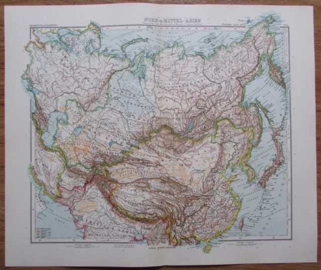 Nord- Mittel-Asien - historische Landkarte aus 1906 Stielers Handatlas old map