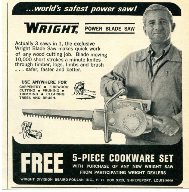 1966 small Print Ad of Beaird-Poulan Wright Power Blade Saw