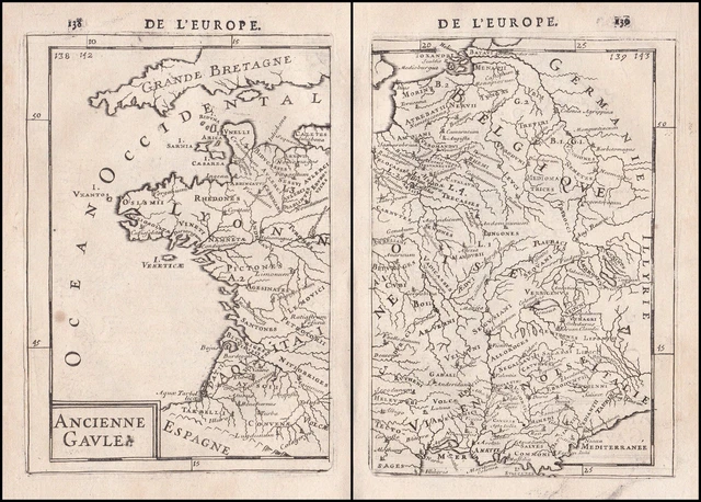 Gallia Gallier Francia Carte Rotocalco Mappa Mallet 1683