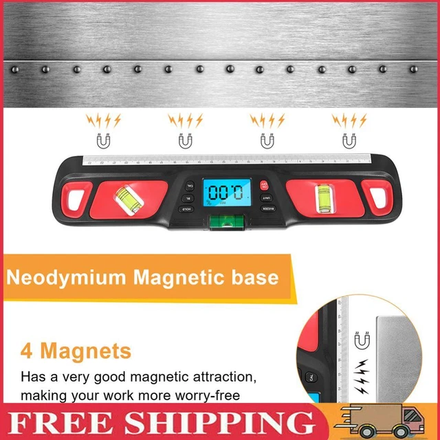 Digital Magnetic Base Level Slope Inclinometer Electric Angle Finder (Red)
