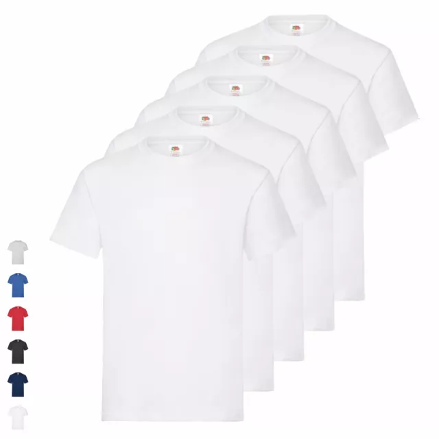 Confezione da 5 Fruit of the Loom Heavy T t-shirt uomo base unisex NUOVO