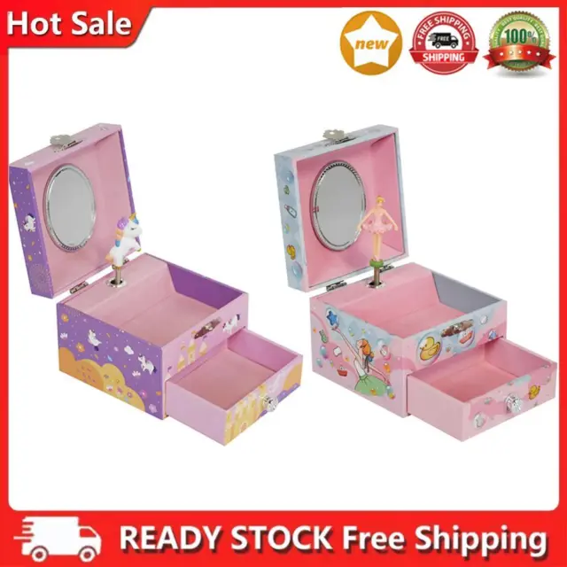 Jewelry Storage Organizer with Makeup Mirror Music Box Ornament for Little Girls