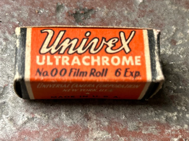 Raro Vintage Univex Ultracromo No. 00 Película para cámara década de 1940 6 exp en caja