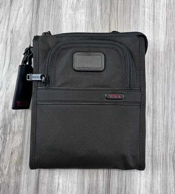 TUMI Alpha Pocket Bag Small Crossbody 126182-1041 Black / Red | Brand New