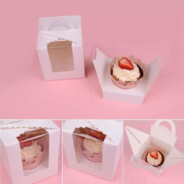 1/5/10 Piezas Individual Cupcake Muffin Fairy Pastel Cajas Ventana Círculos De 3