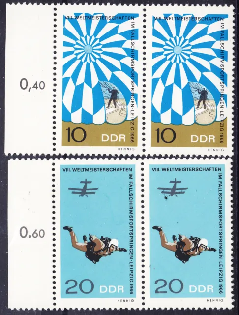 Briefmarken DDR Mi Nr. 1193+1195 WM im Fallschirmspringen **