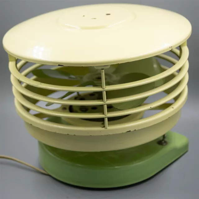 Kisco Airspray Small Circular Fan Vintage Lime Green & Yellow MCM 2