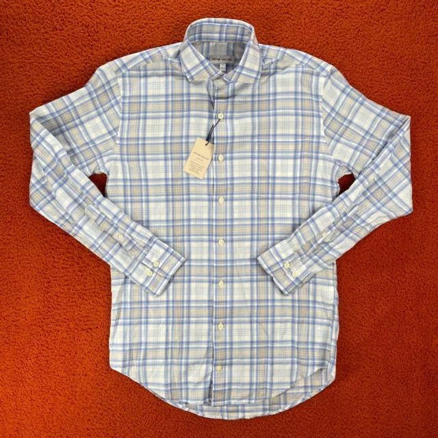 Peter Millar Mens SMALL Pawley Summer Soft Sport Button Down Plaid Shirt $160