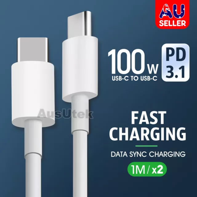 2x Type C to USB-C Cable Charge Charging Data Fast Charger For iPhone 15 Samsung
