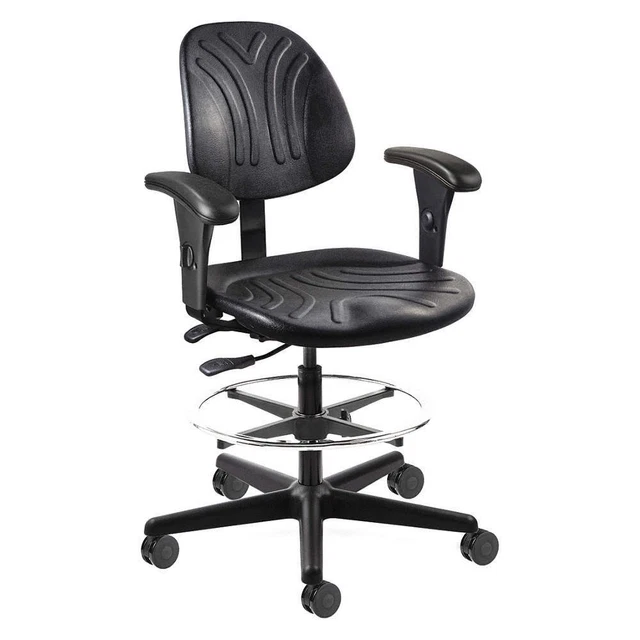 Silla BEVCO 7501D-AA-3750S/5, 350 lb. wt. Tapa, asiento negro